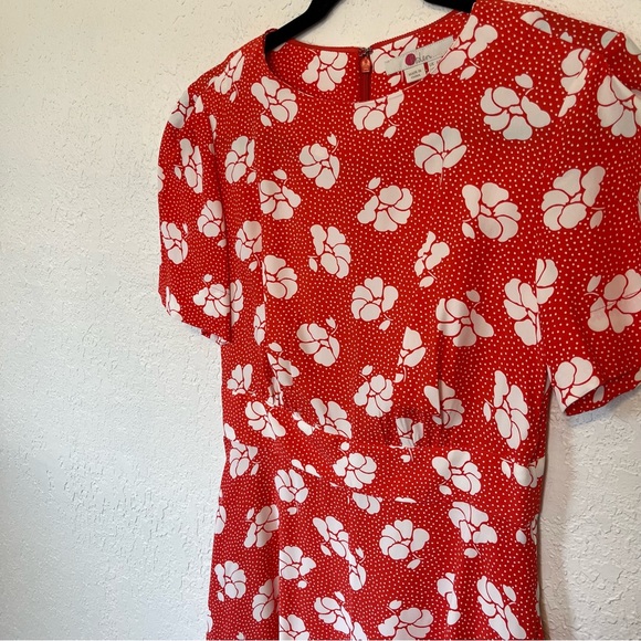 Boden Ruth Rosehip Primrose Floral Midi Dress Red Polka Dot 2R - Picture 4 of 15